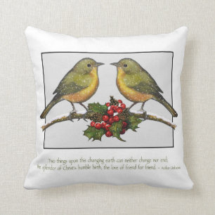Christmas Birds, Quote About Friendship, Art Cushion