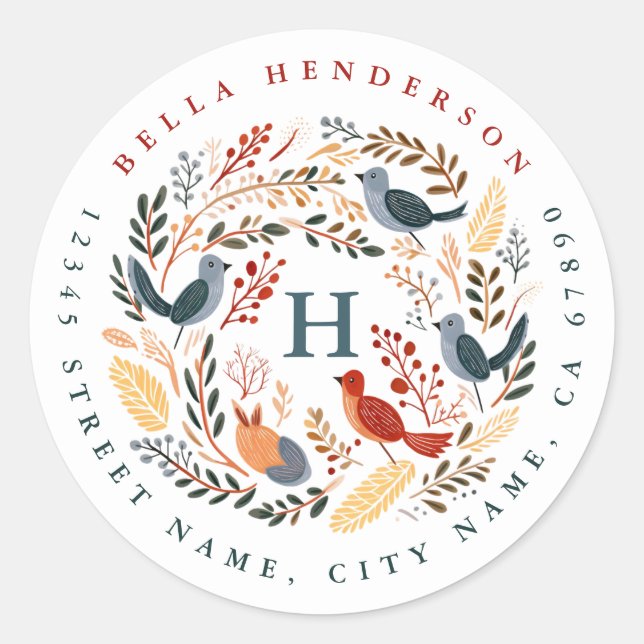 Christmas Birds Round Stickers (Front)