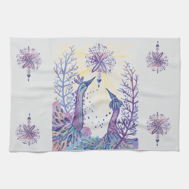 christmas birds tea towel (Horizontal)