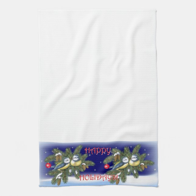 Christmas Birds Tea Towel (Vertical)
