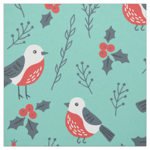 Christmas Birds & Trimmings Pattern Fabric