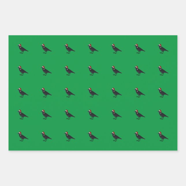 Christmas Birds Wrapping Paper Sheet (Front)