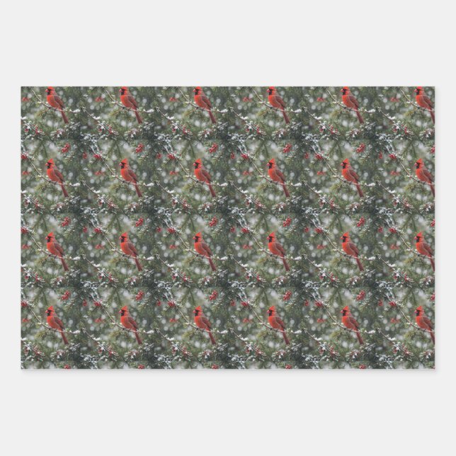 Christmas Birds Wrapping Paper Sheet (Front)