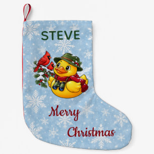 Christmas Birdwatcher Rubber Duck Small Christmas Stocking