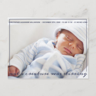 Christmas Birth Announcement Holiday Newborn Photo Postcard