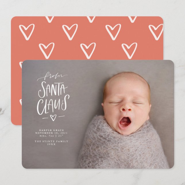 Christmas Birth Announcement Santa Baby New Baby (Front/Back)