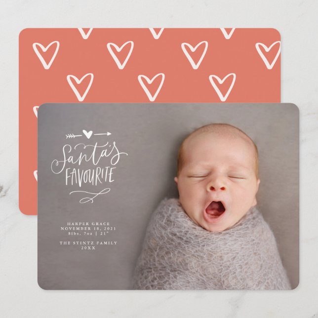 Christmas Birth Announcement Santa Baby New Baby (Front/Back)