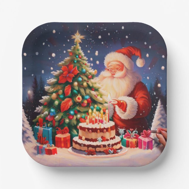 Christmas Birthday 10 Paper Plate (Front)