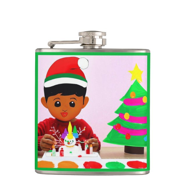 Christmas Birthday 4 Hip Flask (Front)
