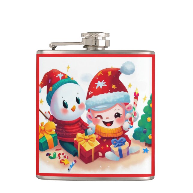 Christmas Birthday 5 Hip Flask (Front)