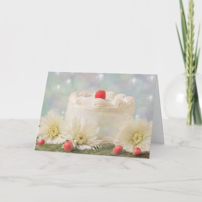 Christmas Birthday And Cake Holiday Card (Front)