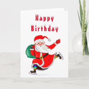 Christmas Birthday Card with Santa Claus
