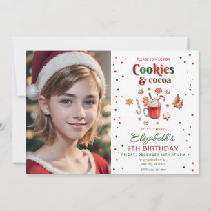 Christmas birthday cookies and cocoa Festive Invitation