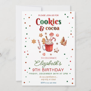 Christmas birthday cookies and cocoa Festive Invitation
