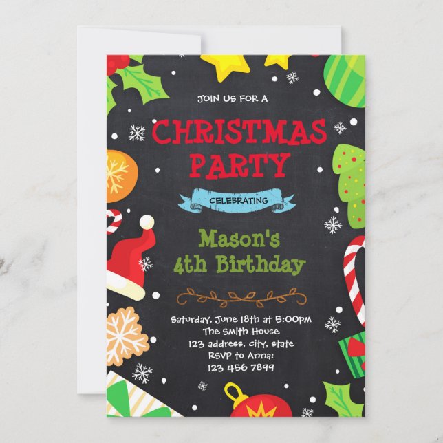 Christmas birthday gift exchange invitation (Front)