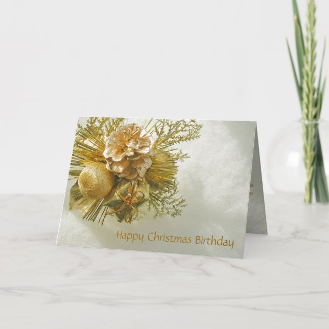 Christmas Birthday Gold Photo Card by Janz (Front)