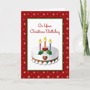 Christmas Birthday, Holiday Cake, Gold Stars