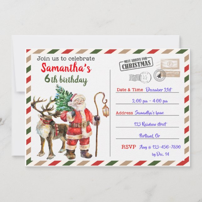 Christmas birthday invitation Christmas party (Front)