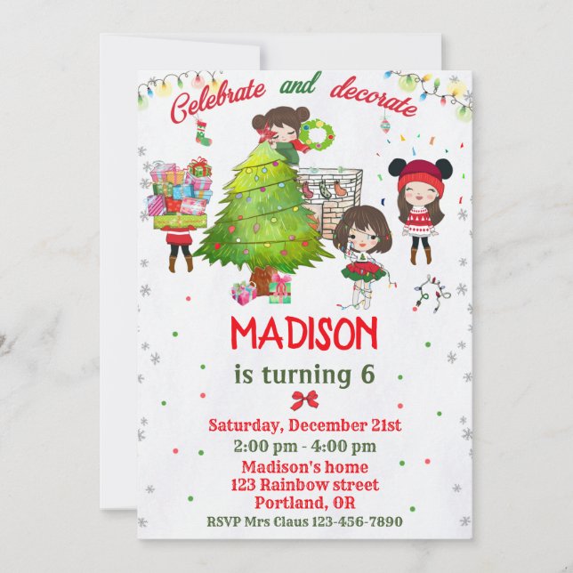 Christmas birthday invitation Christmas party (Front)