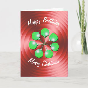 Christmas Birthday Modern Red and Green Holiday Card