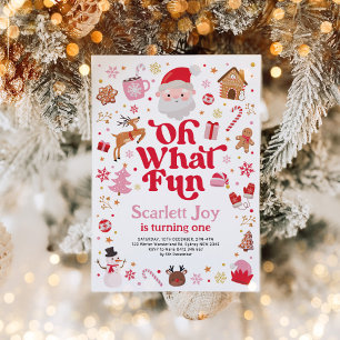 Christmas Birthday Oh What Fun Girl Birthday Party Invitation