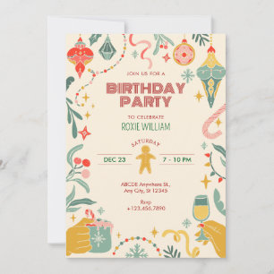 Christmas birthday party ornaments Invitation