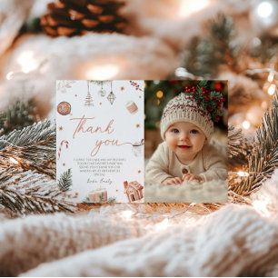Christmas Birthday Photo Thank You Card