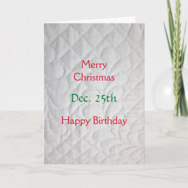Christmas Birthday Quilted Holiday Card (Front)