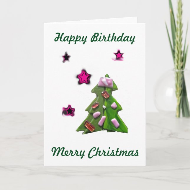Christmas Birthday Seeing Stars Dec. 25 Holiday Card (Front)