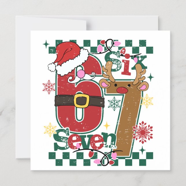 Christmas Birthday Shirt 6 and 7 Years Old | Funny Magnetic Invitation (Front)