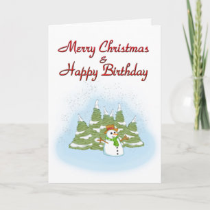 Christmas Birthday Snowman Card