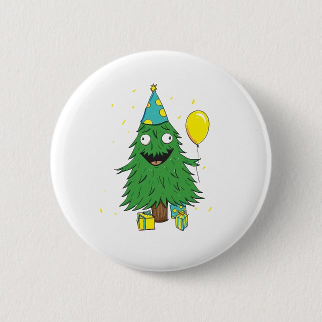 Christmas Birthday Tree 6 Cm Round Badge (Front)