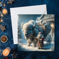 Christmas Bison Buffalo Santa Claus Holiday Card