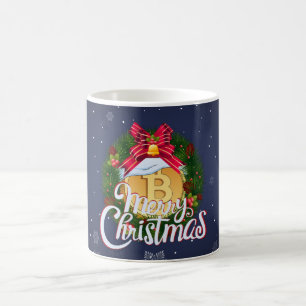 Christmas Bitcoin inside Holiday Wreath Coffee Mug