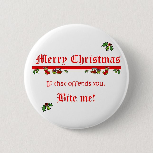 Christmas Bite Me 6 Cm Round Badge (Front)