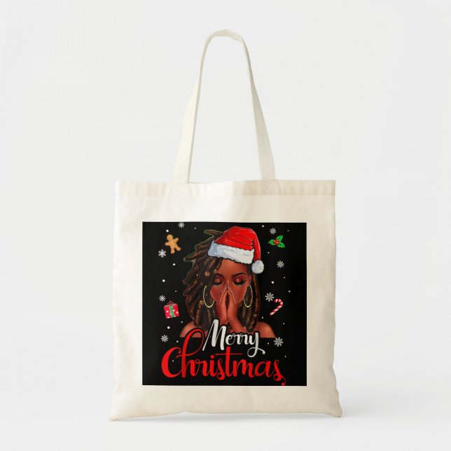 Christmas Black African American Costume Santa Mel Tote Bag (Front)