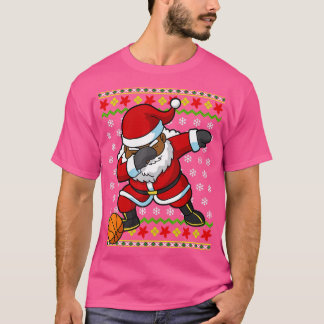 Christmas Black African American Santa Claus Baske T-Shirt