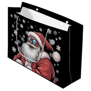 Christmas Black African American Santa Xmas  Large Gift Bag