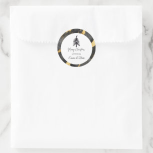 Christmas Black and Gold Classic Round Sticker