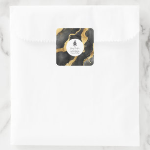 Christmas Black and Gold Square Sticker
