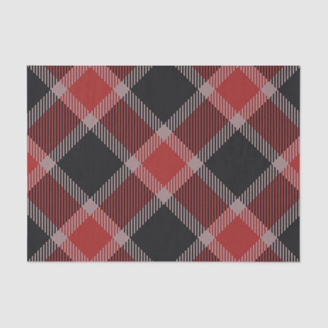 Christmas black and red gingham flannel plaid tissue paper (Front)
