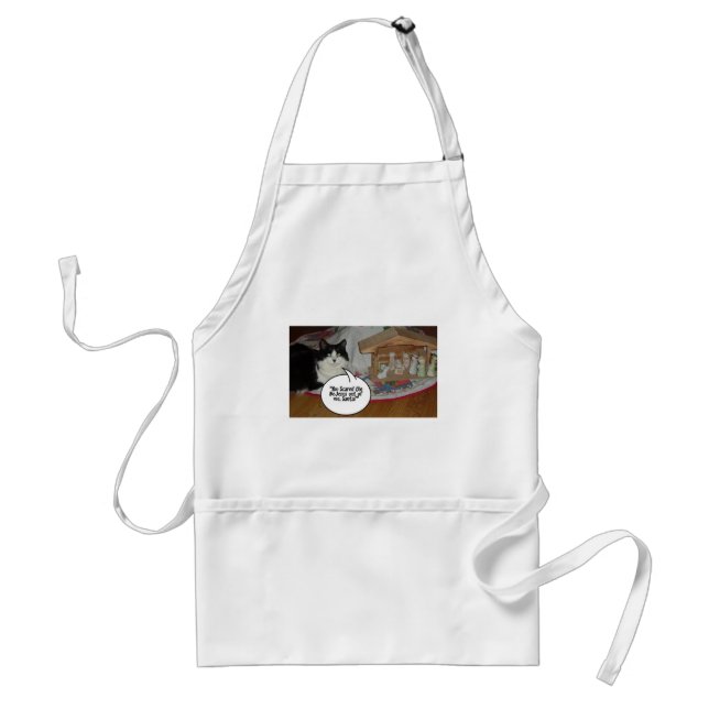Christmas Black and White Cat Humor Standard Apron (Front)