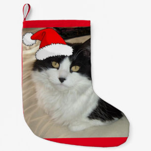 Christmas Black and White Cat Small Christmas Stocking