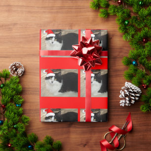 Christmas Black and White Cat Wrapping Paper