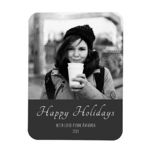 Christmas Black and White Custom Holiday Photo Magnet