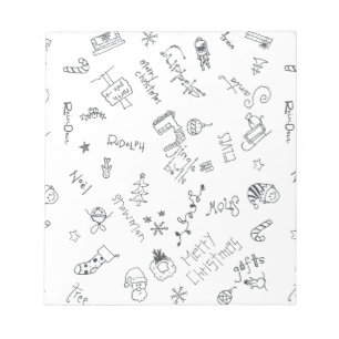 christmas black and white fun doodle notepad