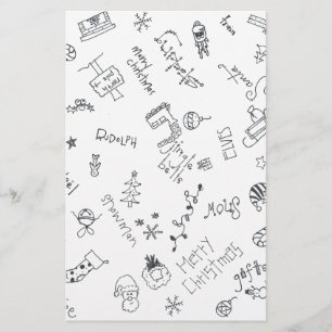 christmas black and white fun doodle stationery