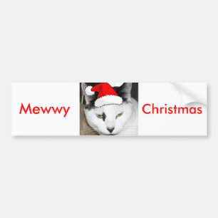 Christmas Black and White Kitten Bumper Sticker