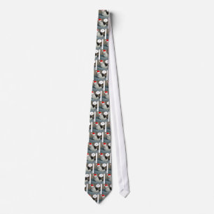 Christmas Black and White Kitten Tie