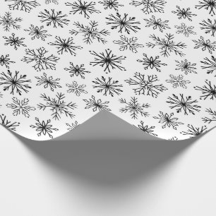 Christmas Black and White Snowflake Pattern Wrapping Paper